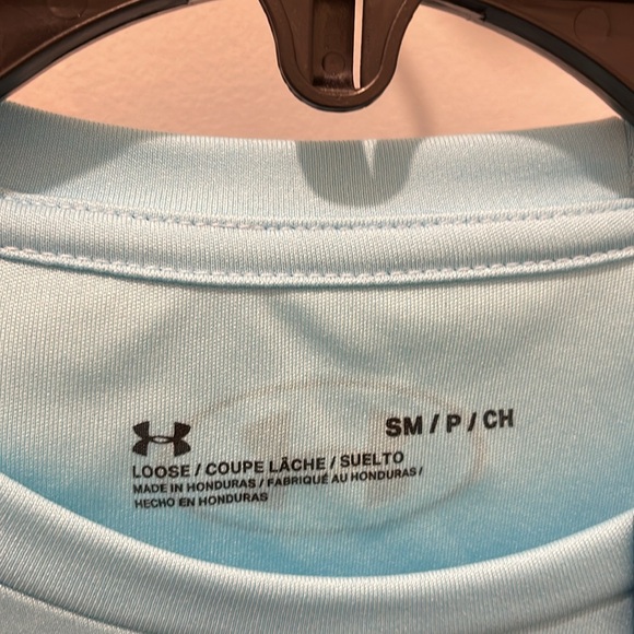 Under Armour Shirt NWT Loose Fit Size Small Baby Blue Velocity Graphic - Picture 8 of 10